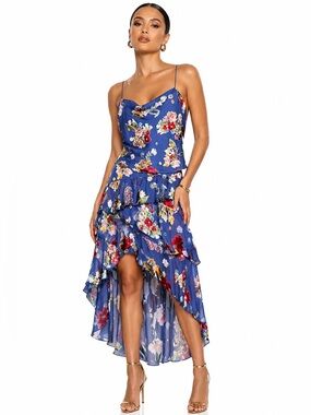 Alice + Olivia Floral Cowl Tank + High Low Tiered Skirt Set Size 10 NWT $665